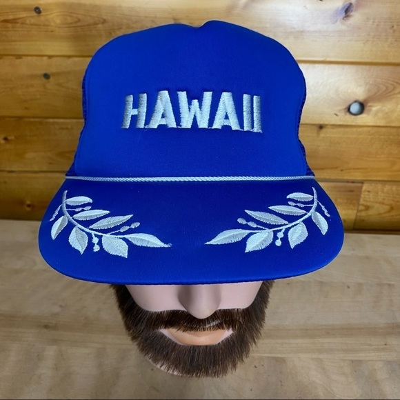 Hawaii Trucker Hat Snapback Baseball Vintage 80s Patch Cap Retro Brim USA - Picture 4 of 8